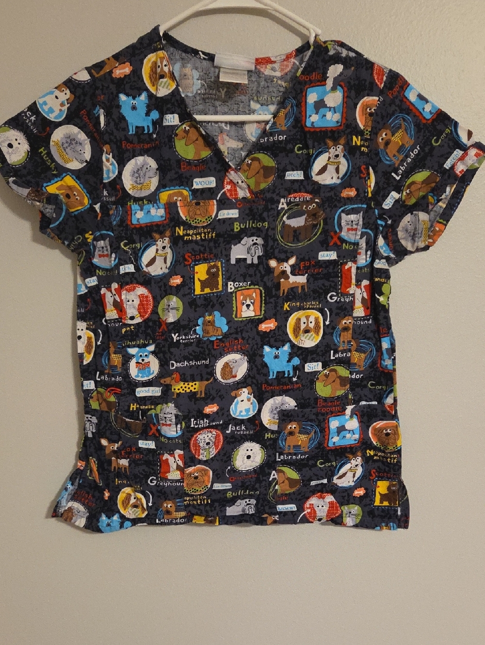 Scrubstar Black Dog Print Scrub Top